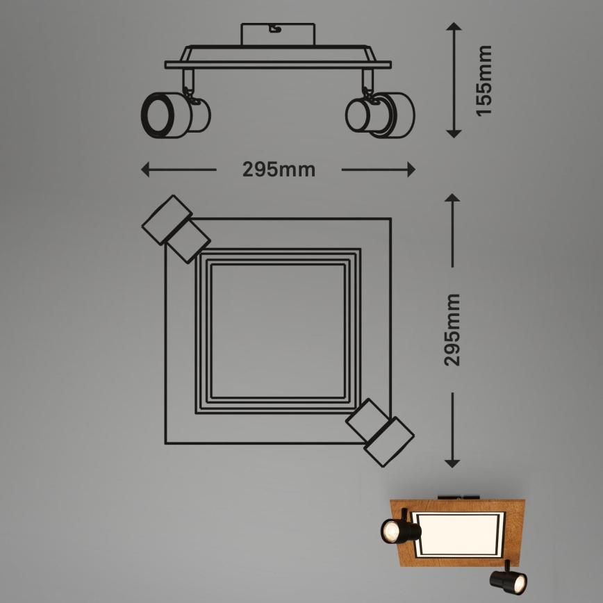 Brilo - LED Plafonjera LED/12W/230V + 2xGU10/9W 3000K