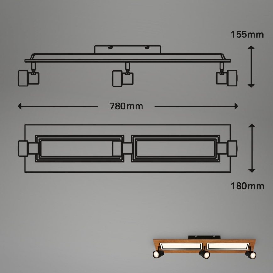Brilo - LED Plafonjera LED/24W/230V + 3xGU10/9W 3000K