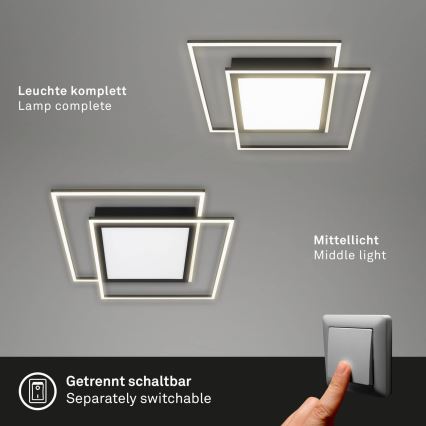 Brilo - LED plafonsko svetlo 2xLED/16W/230V + LED/19W 51,5x51,5 cm crno