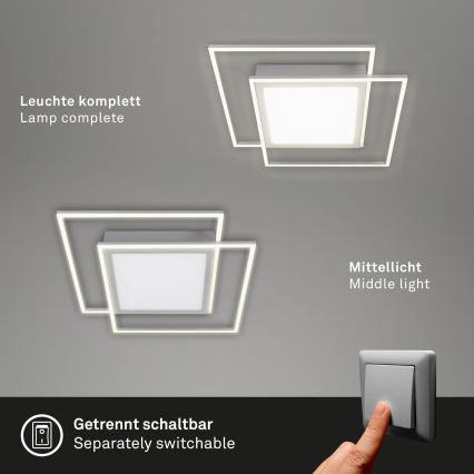 Brilo - LED plafonsko svetlo 2xLED/16W/230V + LED/19W 51,5x51,5 cm mat hrom