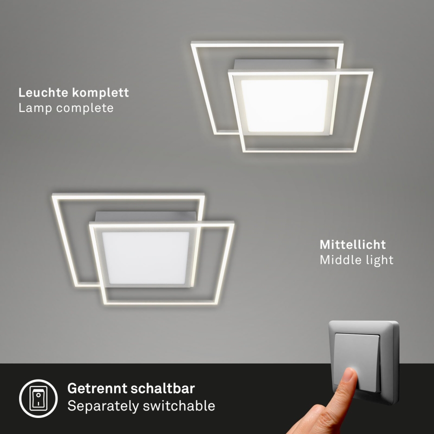 Brilo - LED plafonsko svetlo 2xLED/16W/230V + LED/19W 51,5x51,5 cm mat hrom