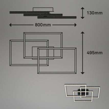 Brilo - LED Prigušiva plafonjera FRAME LED/57W/230V 3000K crno
