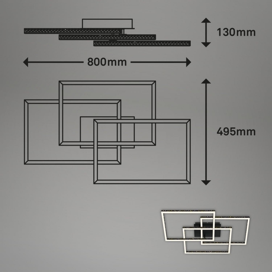 Brilo - LED Prigušiva plafonjera FRAME LED/57W/230V 3000K crno