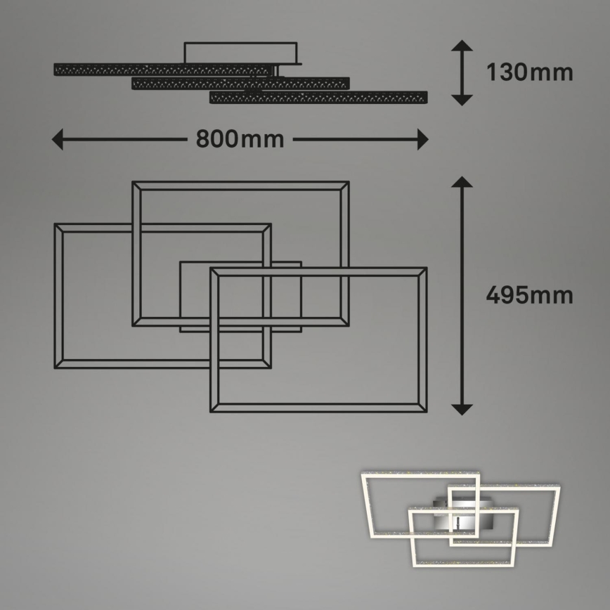 Brilo - LED Prigušiva plafonjera FRAME LED/57W/230V 3000K mat krom