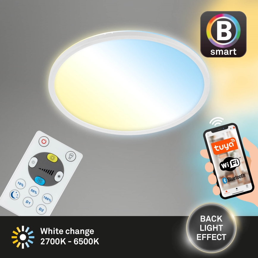 Brilo - LED Prigušiva plafonjera SLIM LED/22W/230V 2700-6500K Wi-Fi Tuya + Daljinski upravljač