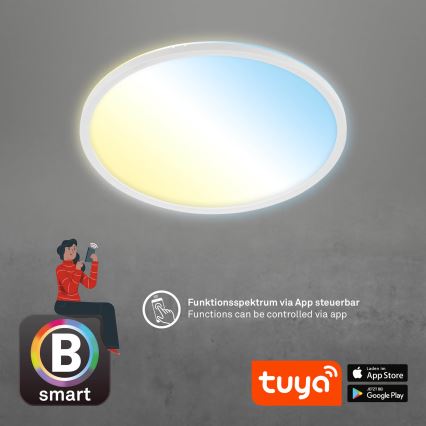 Brilo - LED Prigušiva plafonjera SLIM LED/22W/230V 2700-6500K Wi-Fi Tuya + Daljinski upravljač