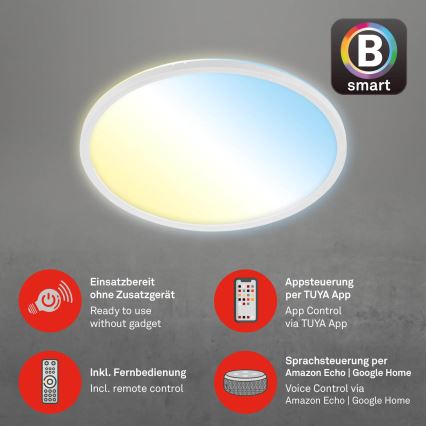 Brilo - LED Prigušiva plafonjera SLIM LED/22W/230V 2700-6500K Wi-Fi Tuya + Daljinski upravljač
