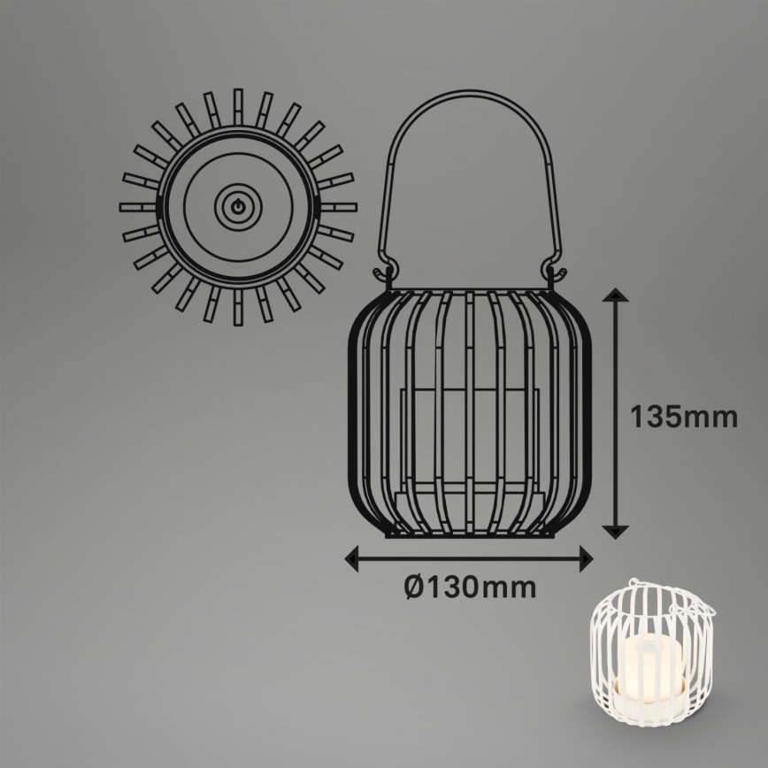 Brilo - LED Prigušiva punjiva vanjska stona lampa LED/2W/5V IP44 bela