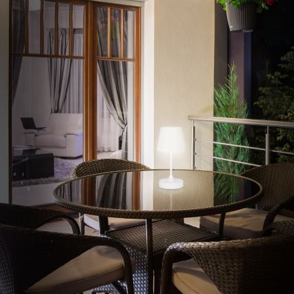 Brilo - LED Prigušiva punjiva vanjska stona lampa LED/3W/5V IP44 bela