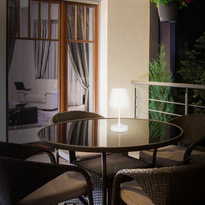 Brilo - LED Prigušiva punjiva vanjska stona lampa LED/3W/5V IP44 bela