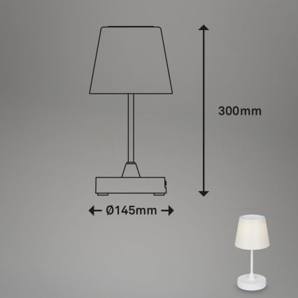 Brilo - LED Prigušiva punjiva vanjska stona lampa LED/3W/5V IP44 bela