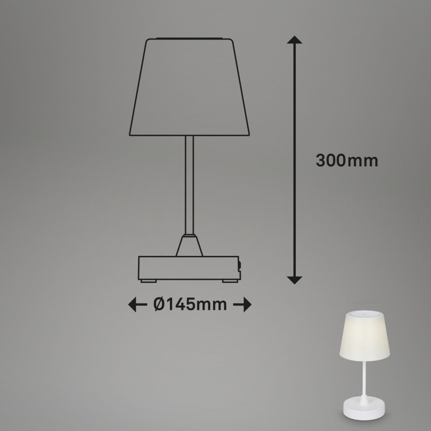 Brilo - LED Prigušiva punjiva vanjska stona lampa LED/3W/5V IP44 bela