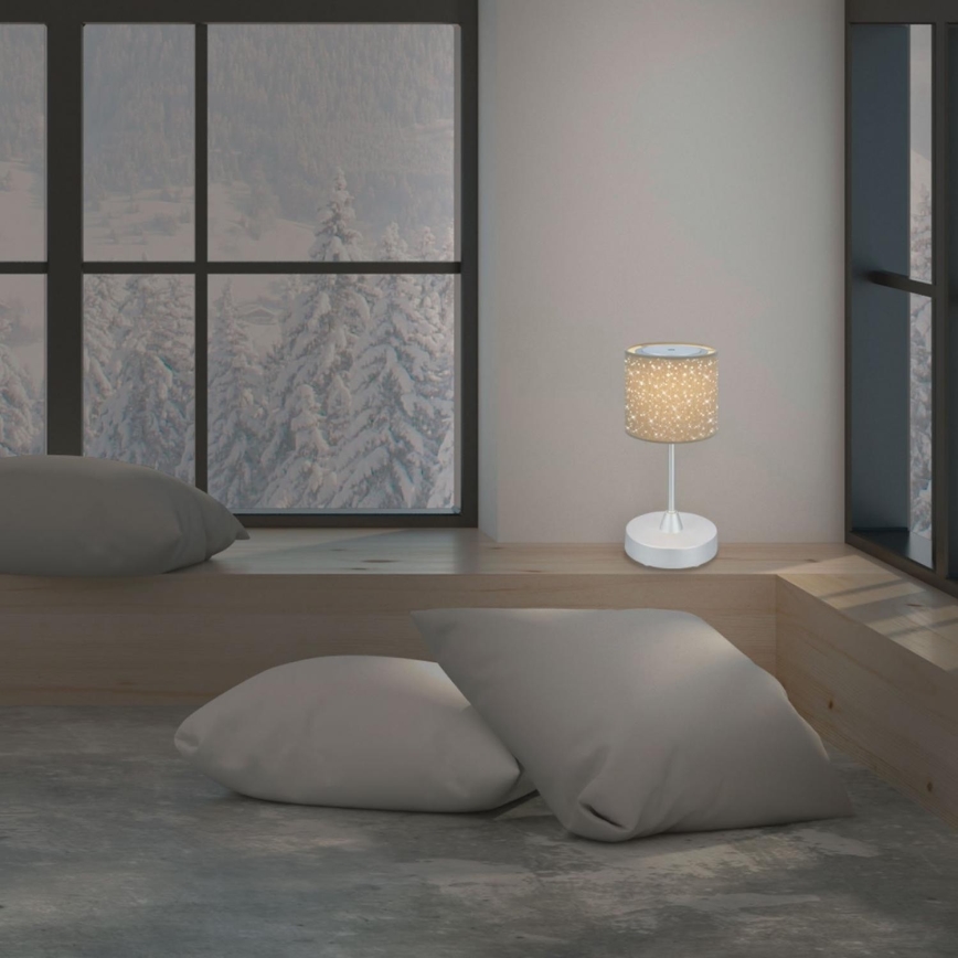 Brilo - LED prigušiva punjiva spoljna stona lampa LOLE LED/3W/5V 2000mAh IP44 srebrna/bež