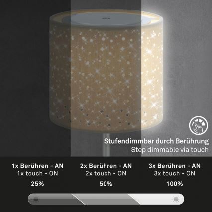 Brilo - LED Prigušiva punjiva vanjska stona lampa LOLE LED/3W/5V IP44 srebrno/bež