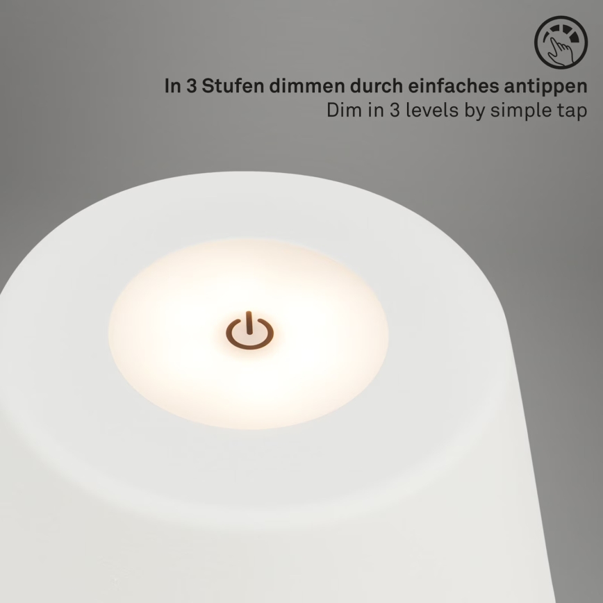 Brilo - LED Prigušiva punjiva vanjska stona lampa LED/3,5W/5V IP44 bela