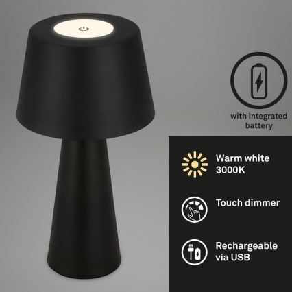 Brilo - LED Prigušiva punjiva vanjska stona lampa LED/3,5W/5V IP44 crno