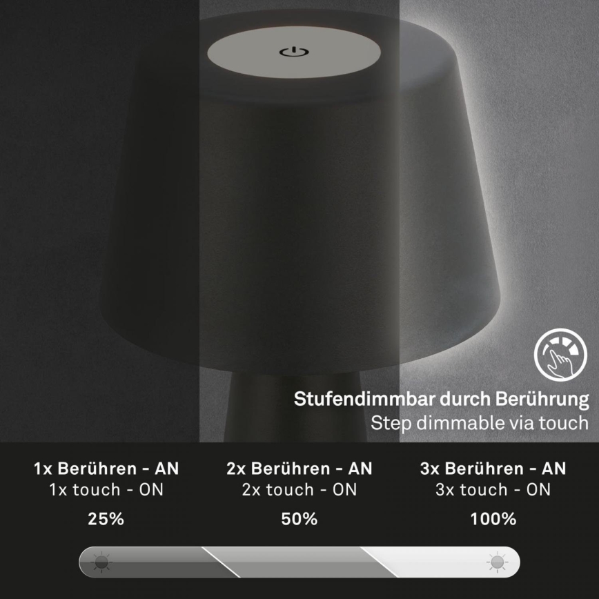 Brilo - LED Prigušiva punjiva vanjska stona lampa LED/3,5W/5V IP44 crno