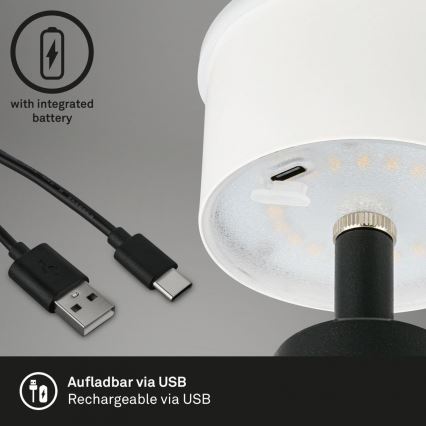 Brilo - LED Prigušiva punjiva vanjska stona lampa LED/3,5W/5V IP44 crno