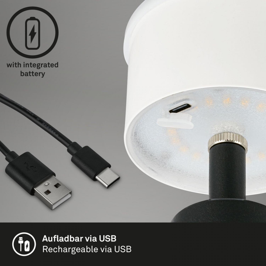 Brilo - LED Prigušiva punjiva vanjska stona lampa LED/3,5W/5V IP44 crno