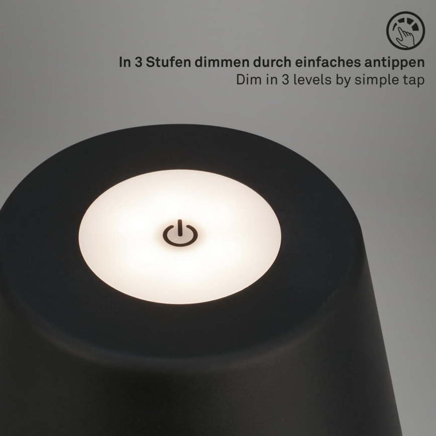 Brilo - LED Prigušiva punjiva vanjska stona lampa LED/3,5W/5V IP44 crno