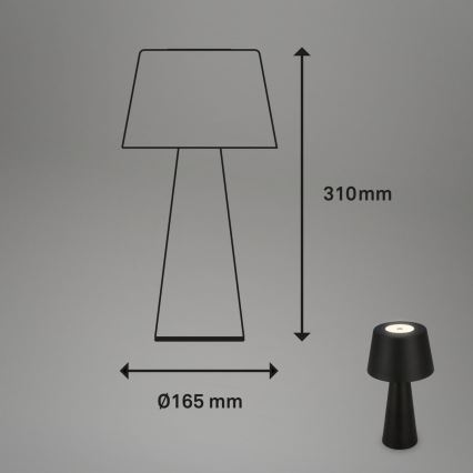 Brilo - LED Prigušiva punjiva vanjska stona lampa LED/3,5W/5V IP44 crno