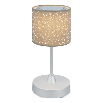 Brilo - LED Prigušiva punjiva vanjska stona lampa LOLE LED/3W/5V IP44 srebrno/bež