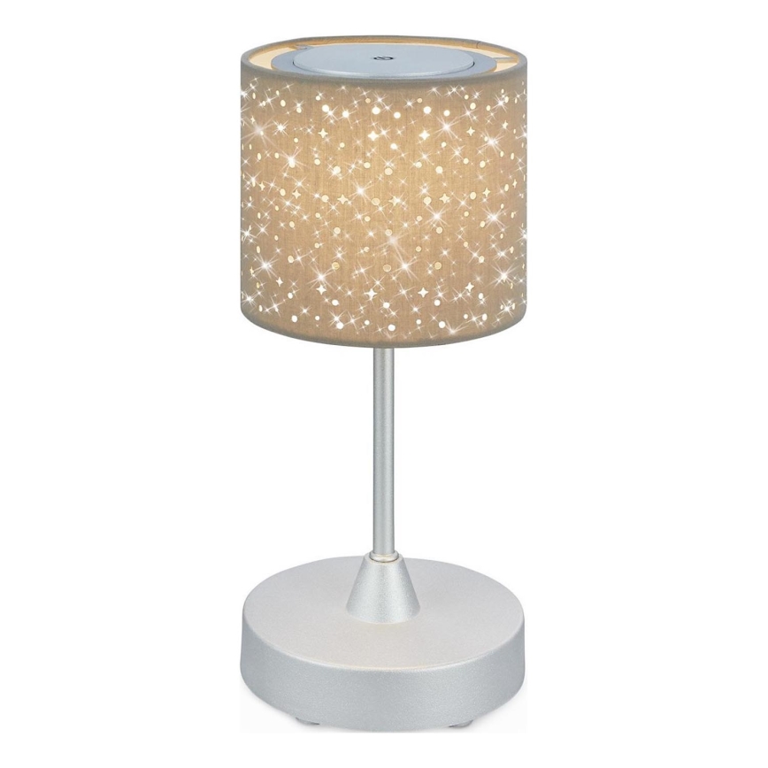 Brilo - LED Prigušiva punjiva vanjska stona lampa LOLE LED/3W/5V IP44 srebrno/bež
