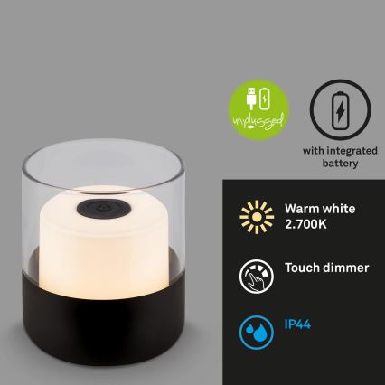 Brilo - LED prigušiva spoljna punjiva stona lampa LILET LED/2W/5V IP44