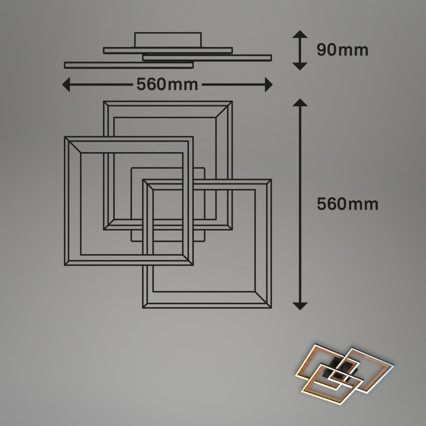 Brilo - LED Prigušivi nadgradni luster FRAME LED/45W/230V 2700-6500K + Daljinski upravljač