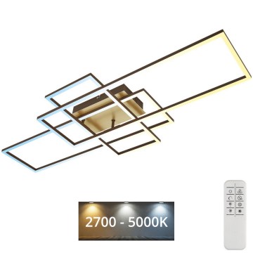 Brilo - LED Prigušivi nadgradni luster FRAME LED/51W/230V 2700-5000K braon/zlatna + Daljinski upravljač