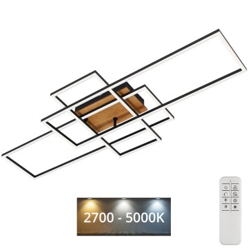 Brilo - LED Prigušivi nadgradni luster FRAME LED/51W/230V 2700-5000K crno/braon + Daljinski upravljač