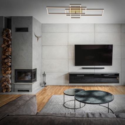 Brilo - LED Prigušivi nadgradni luster FRAME LED/51W/230V 2700-5000K braon/zlatna + Daljinski upravljač