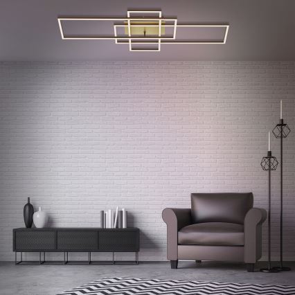 Brilo - LED Prigušivi nadgradni luster FRAME LED/51W/230V 2700-5000K braon/zlatna + Daljinski upravljač