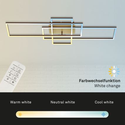 Brilo - LED Prigušivi nadgradni luster FRAME LED/51W/230V 2700-5000K braon/zlatna + Daljinski upravljač