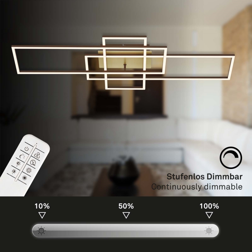 Brilo - LED Prigušivi nadgradni luster FRAME LED/51W/230V 2700-5000K braon/zlatna + Daljinski upravljač