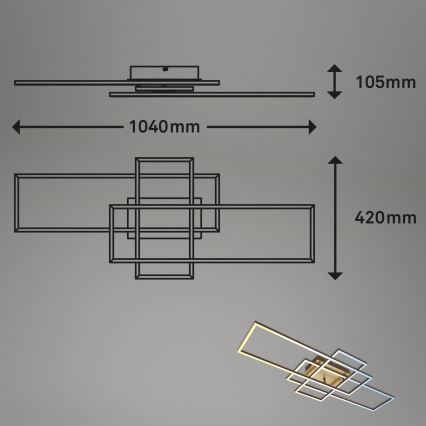 Brilo - LED Prigušivi nadgradni luster FRAME LED/51W/230V 2700-5000K braon/zlatna + Daljinski upravljač