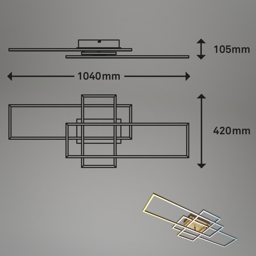 Brilo - LED Prigušivi nadgradni luster FRAME LED/51W/230V 2700-5000K braon/zlatna + Daljinski upravljač