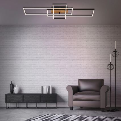Brilo - LED Prigušivi nadgradni luster FRAME LED/51W/230V 2700-5000K crno/braon + Daljinski upravljač