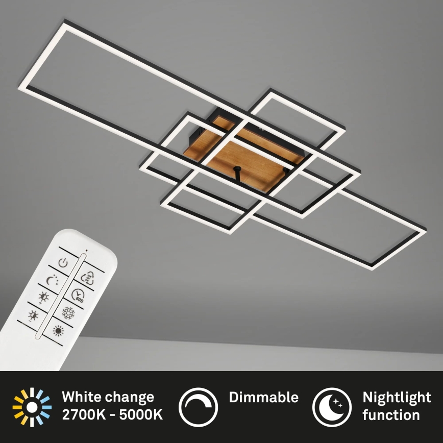 Brilo - LED Prigušivi nadgradni luster FRAME LED/51W/230V 2700-5000K crno/braon + Daljinski upravljač