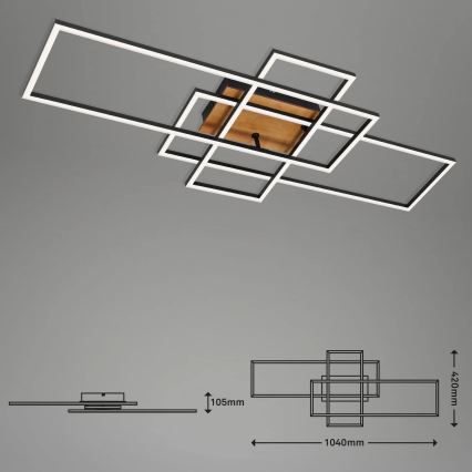 Brilo - LED Prigušivi nadgradni luster FRAME LED/51W/230V 2700-5000K crno/braon + Daljinski upravljač