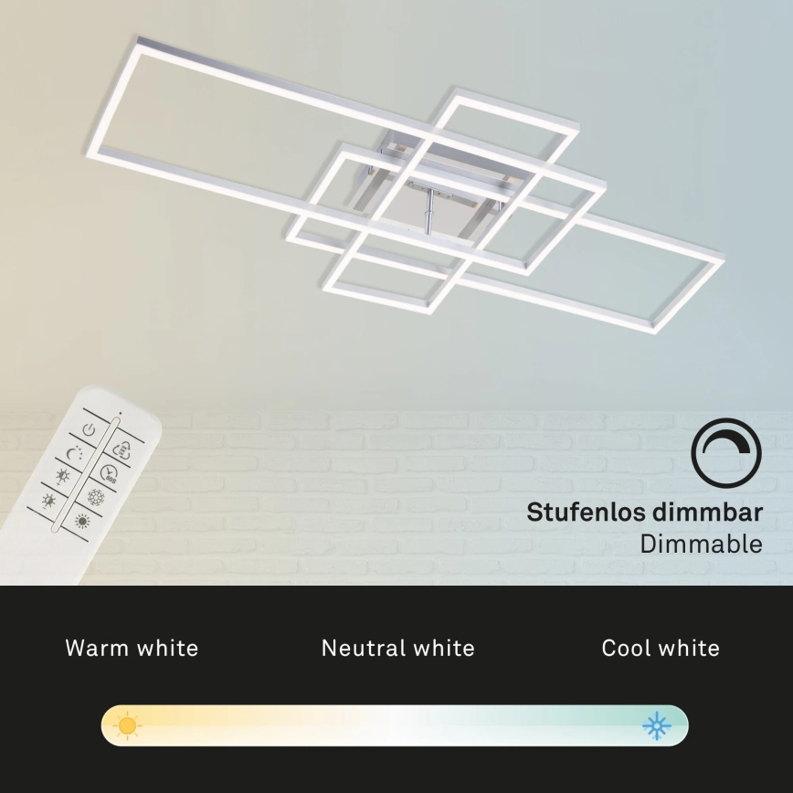 Brilo - LED Prigušivi nadgradni luster FRAME LED/51W/230V 2700-5000K krom + Daljinski upravljač