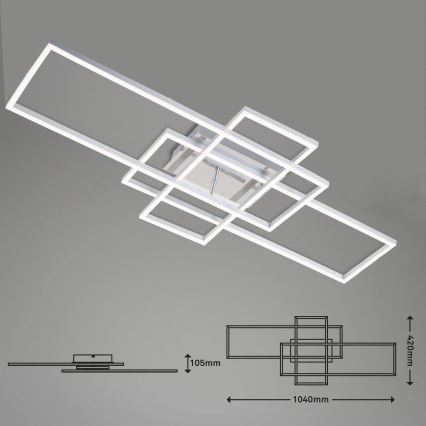 Brilo - LED Prigušivi nadgradni luster FRAME LED/51W/230V 2700-5000K krom + Daljinski upravljač
