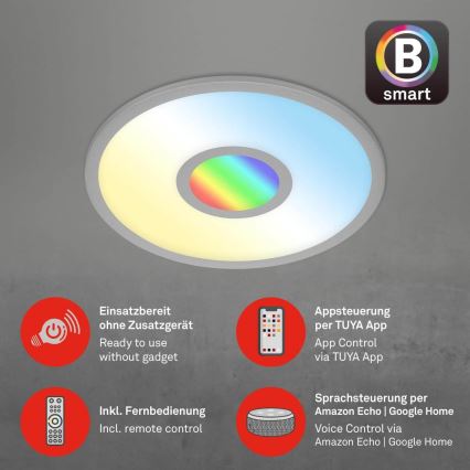 Brilo - LED RGB Prigušiva plafonjera CENTRO LED/24W/230V 2700-6500K Wi-Fi Tuya + Daljinski upravljač