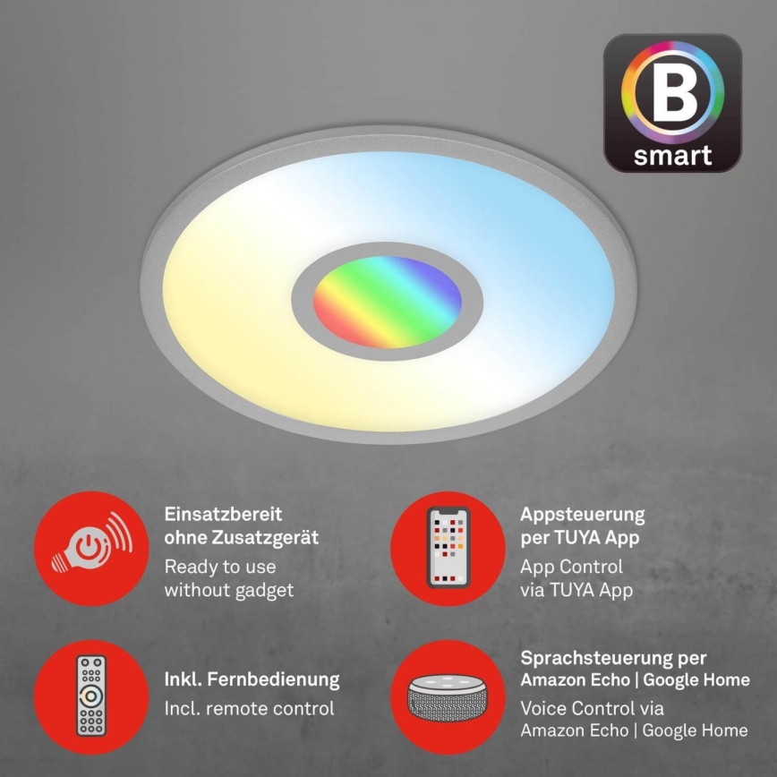 Brilo - LED RGB Prigušiva plafonjera CENTRO LED/24W/230V 2700-6500K Wi-Fi Tuya + Daljinski upravljač