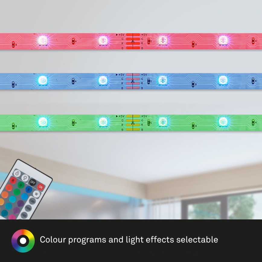 Brilo - LED RGB prigušiva traka 11,5m LED/24W/230V + daljinski upravljač