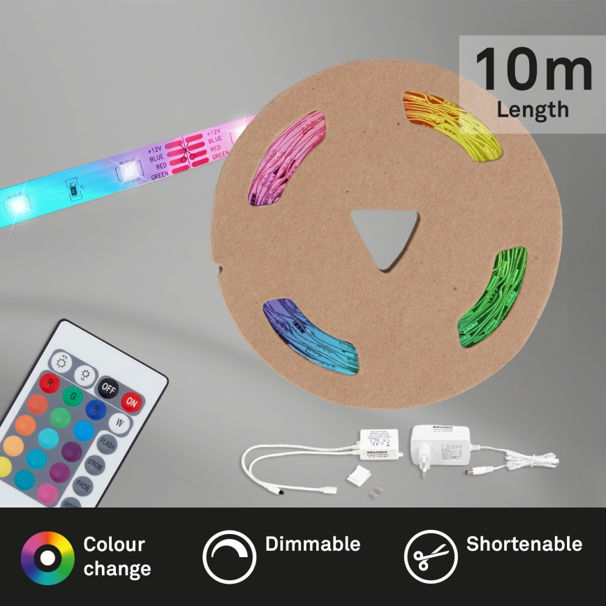 Brilo - LED RGB Prigušiva traka 11,5m LED/24W/230V + Daljinski upravljač