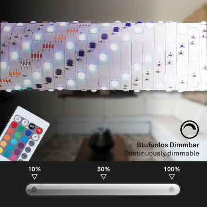 Brilo - LED RGB Prigušiva traka 11,5m LED/24W/230V + Daljinski upravljač