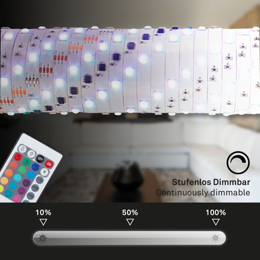 Brilo - LED RGB Prigušiva traka 11,5m LED/24W/230V + Daljinski upravljač