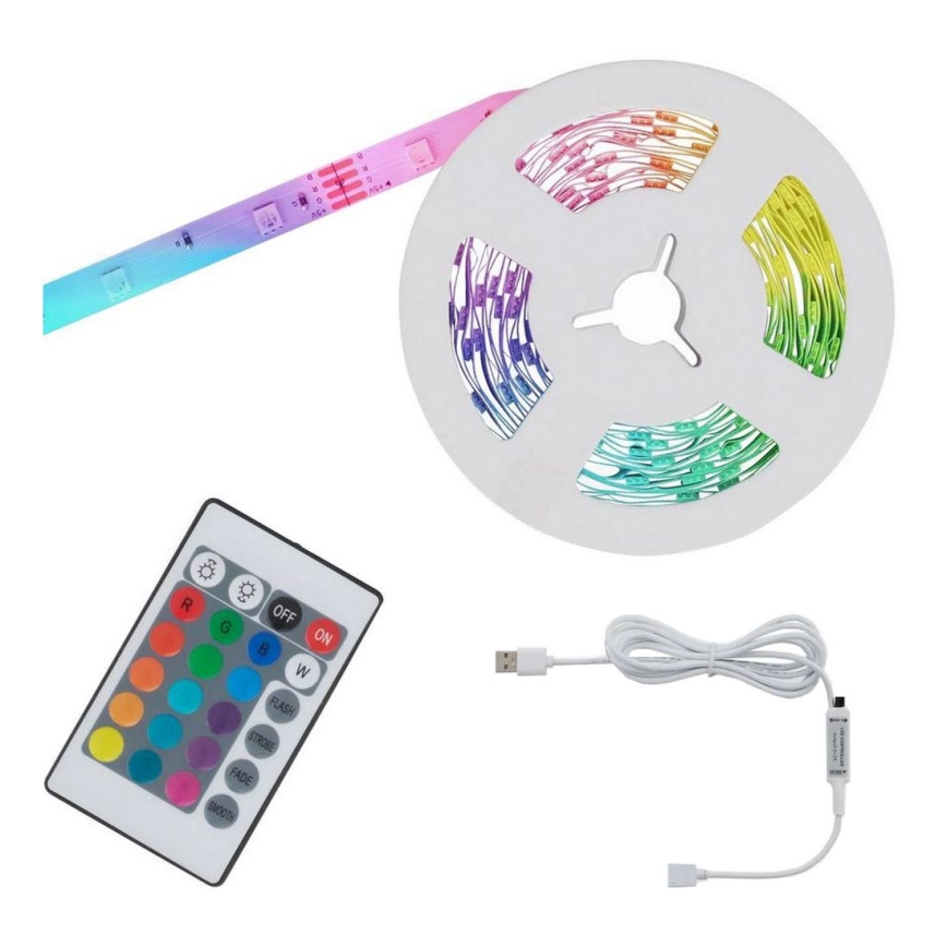 Brilo - LED RGB Prigušiva traka 6,6m LED/6W/USB + Daljinski upravljač