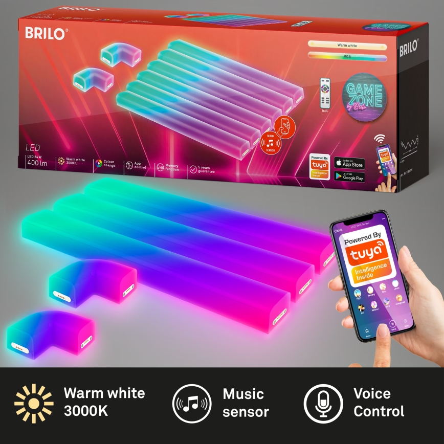 Brilo - LED RGBIC Prigušiva svetlosna lajsna Smart LED/24W/230V Wi-Fi Tuya